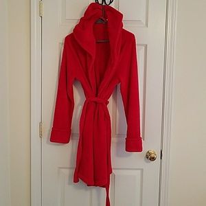Red hooded robe with pockets